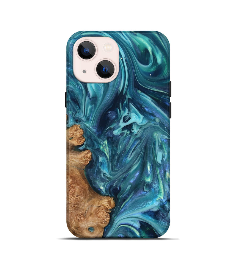 iPhone 13 mini Wood Live Edge Phone Case - Brisa (Blue, 819345)