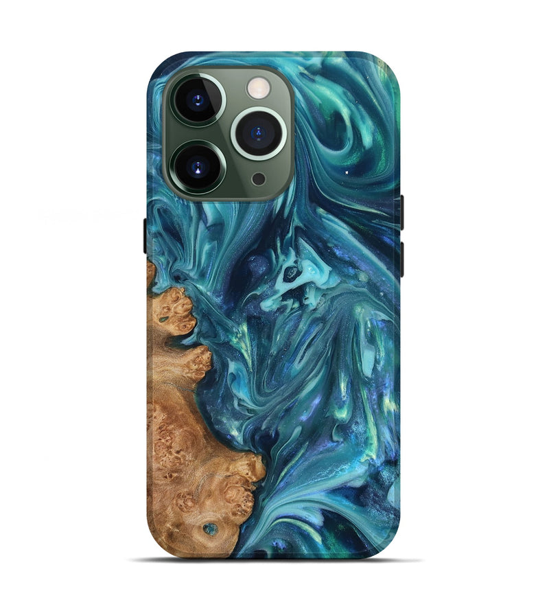 iPhone 13 Pro Wood Live Edge Phone Case - Brisa (Blue, 819345)