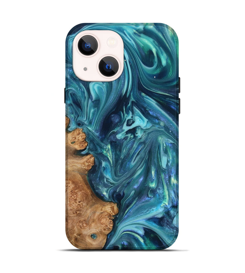 iPhone 14 Wood Live Edge Phone Case - Brisa (Blue, 819345)
