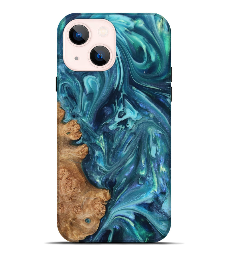 iPhone 14 Plus Wood Live Edge Phone Case - Brisa (Blue, 819345)