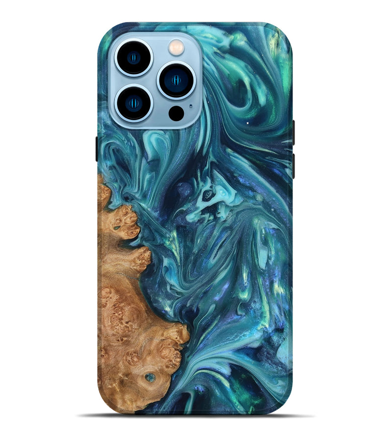 iPhone 14 Pro Max Wood Live Edge Phone Case - Brisa (Blue, 819345)