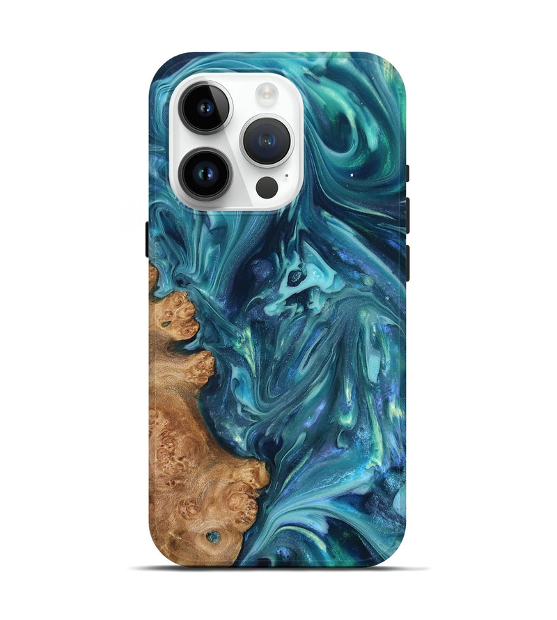 iPhone 15 Pro Wood Live Edge Phone Case - Brisa (Blue, 819345)