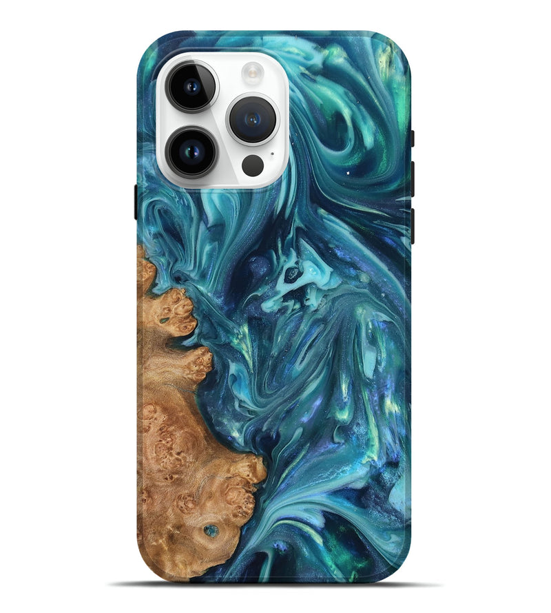 iPhone 15 Pro Max Wood Live Edge Phone Case - Brisa (Blue, 819345)