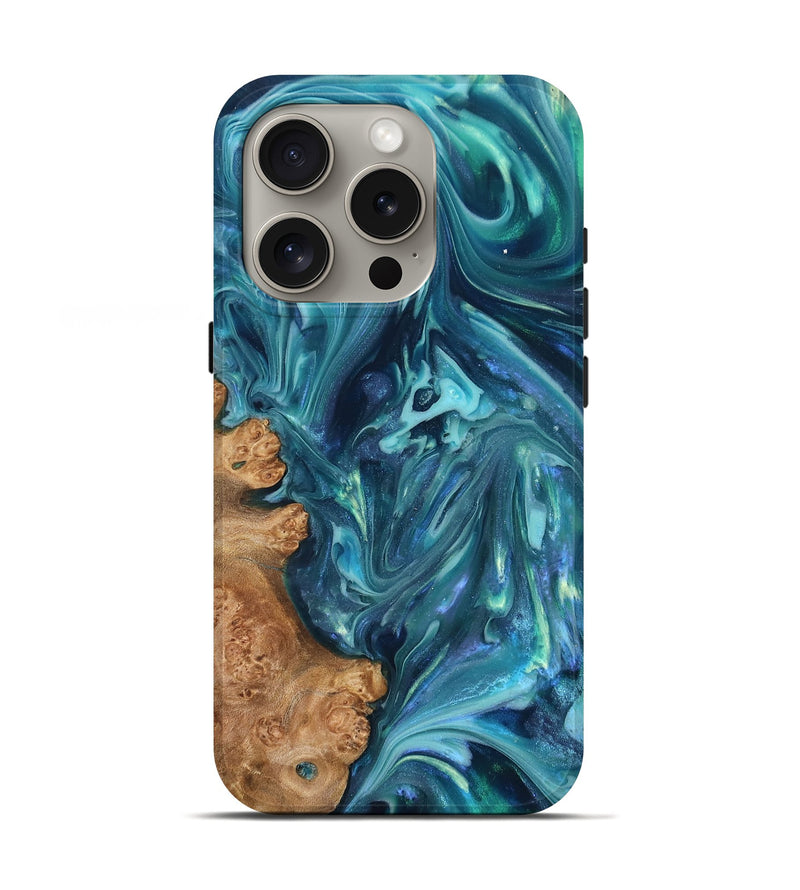 iPhone 16 Pro Wood Live Edge Phone Case - Brisa (Blue, 819345)