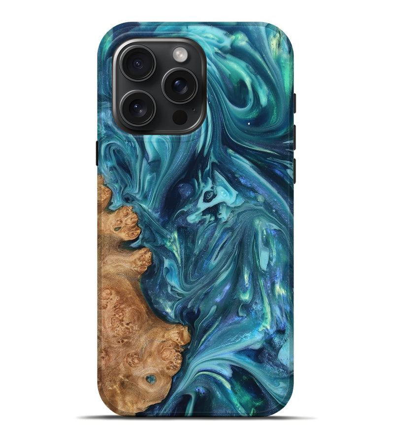 iPhone 16 Pro Max Wood Live Edge Phone Case - Brisa (Blue, 819345)