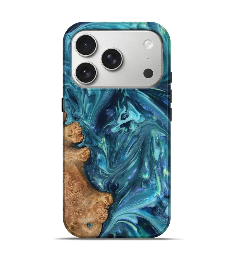 iPhone 17 Pro Wood Live Edge Phone Case - Brisa (Blue, 819345)