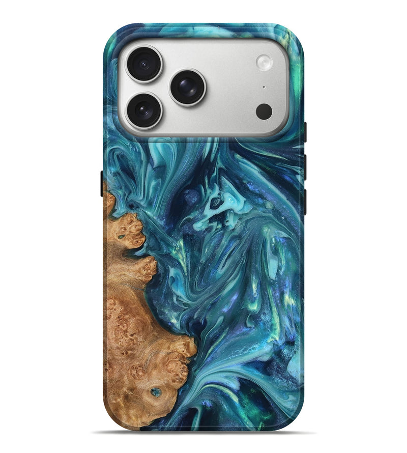 iPhone 17 Pro Max Wood Live Edge Phone Case - Brisa (Blue, 819345)