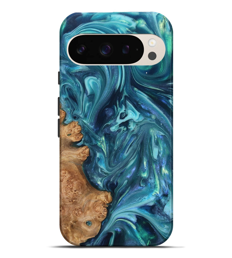 Pixel 9 Pro XL Wood Live Edge Phone Case - Brisa (Blue, 819345)