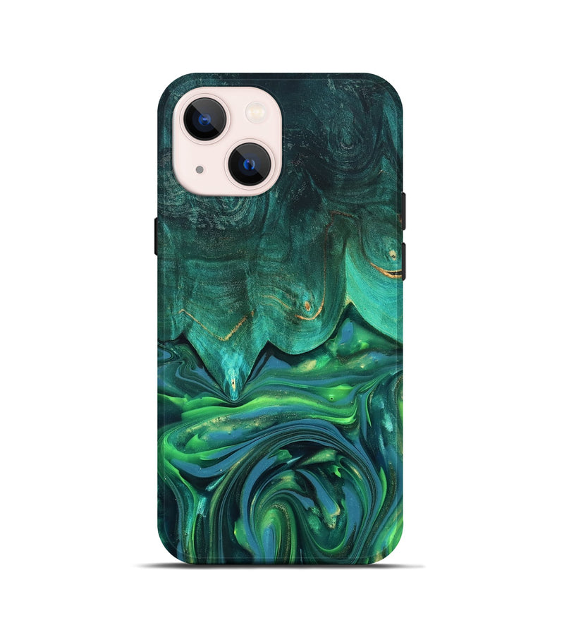 iPhone 13 mini Wood Live Edge Phone Case - Zion (Green, 819347)