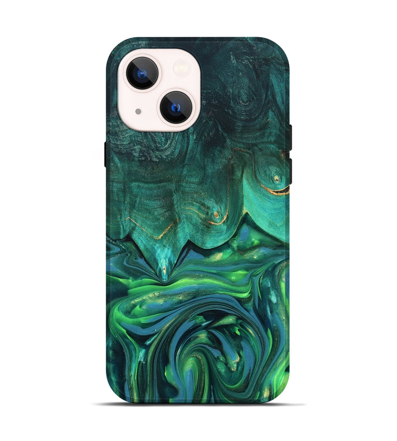 iPhone 14 Wood Live Edge Phone Case - Zion (Green, 819347)