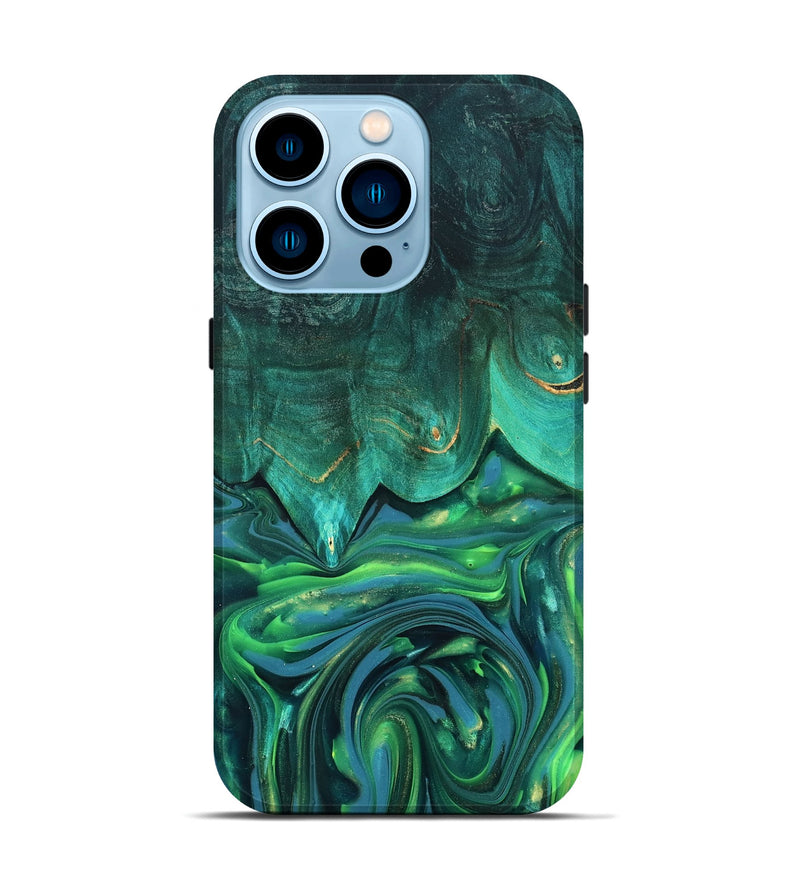 iPhone 14 Pro Wood Live Edge Phone Case - Zion (Green, 819347)
