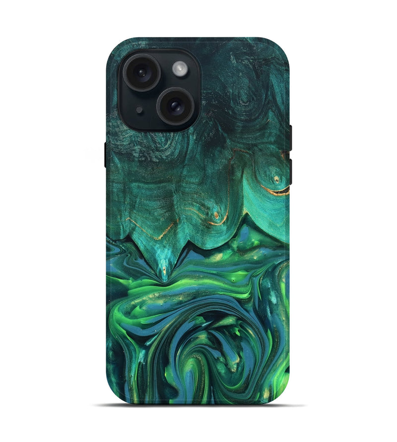 iPhone 15 Wood Live Edge Phone Case - Zion (Green, 819347)