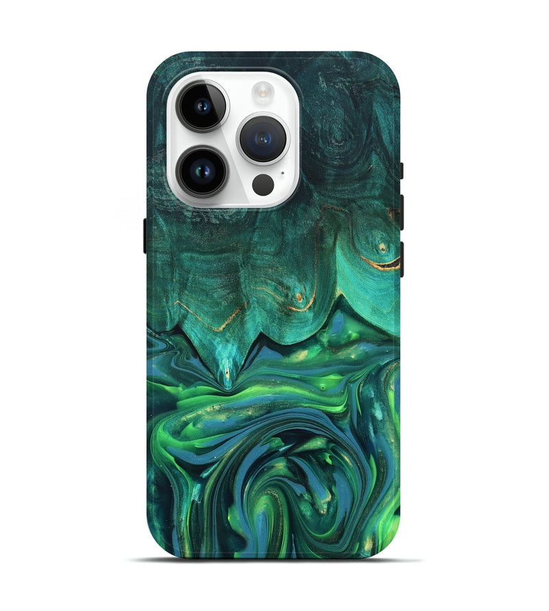 iPhone 15 Pro Wood Live Edge Phone Case - Zion (Green, 819347)