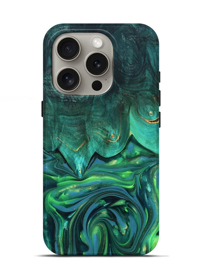 iPhone 16 Pro Wood Live Edge Phone Case - Zion (Green, 819347)
