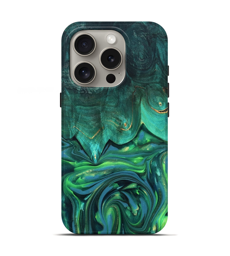iPhone 16 Pro Wood Live Edge Phone Case - Zion (Green, 819347)