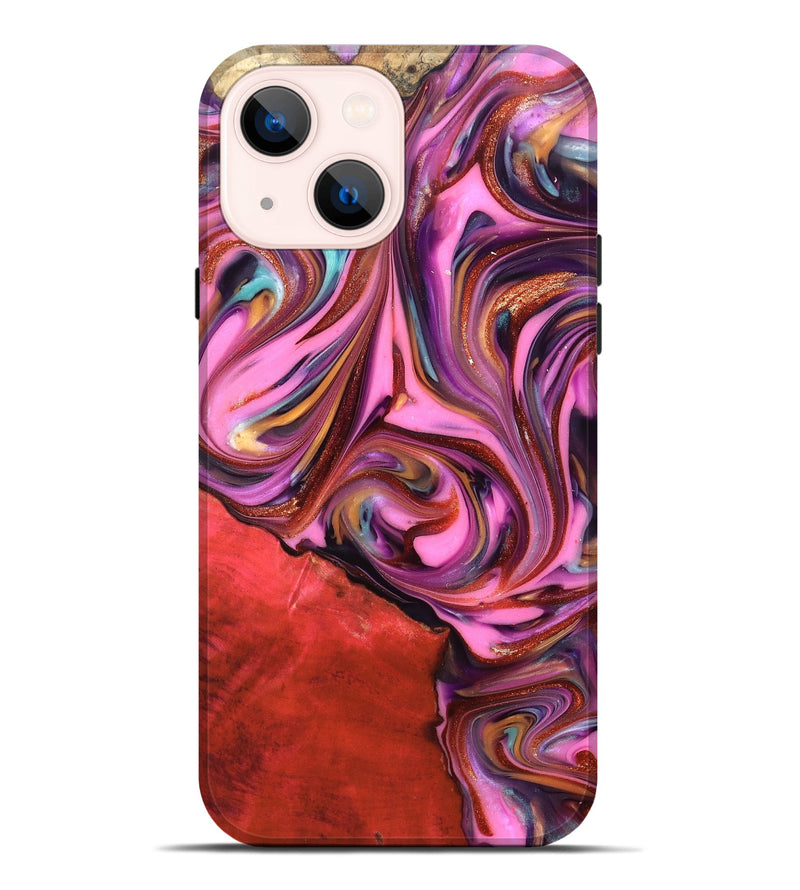 iPhone 14 Plus Wood Live Edge Phone Case - Elvin (Red, 819348)