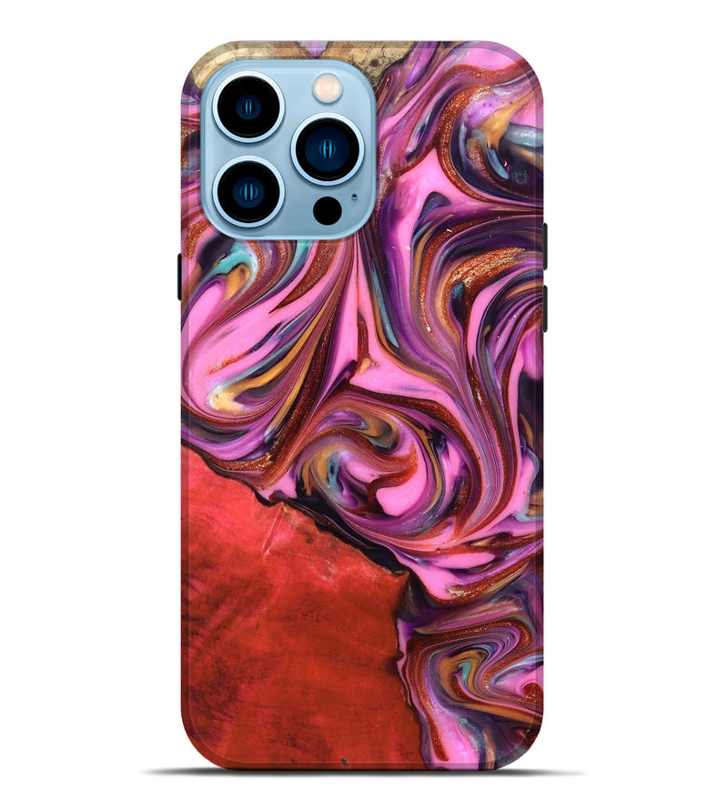 iPhone 14 Pro Max Wood Live Edge Phone Case - Elvin (Red, 819348)
