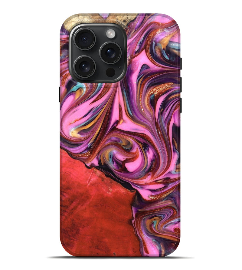 iPhone 16 Pro Max Wood Live Edge Phone Case - Elvin (Red, 819348)