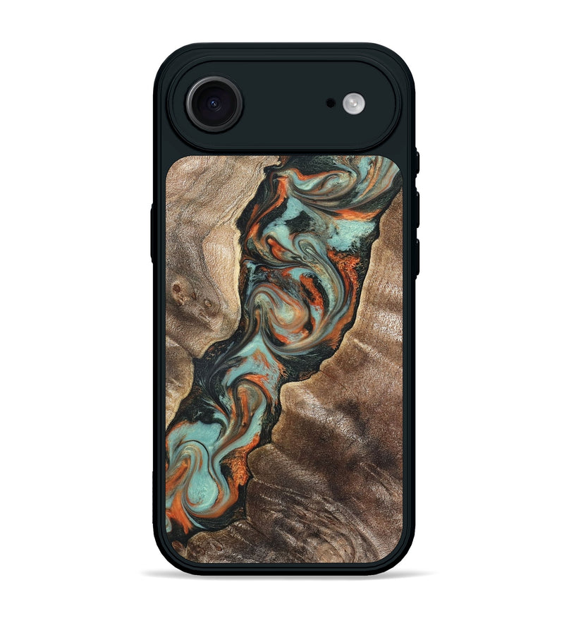 iPhone 17 Air Wood Phone Case - Freddy (Teal & Gold, 819350)