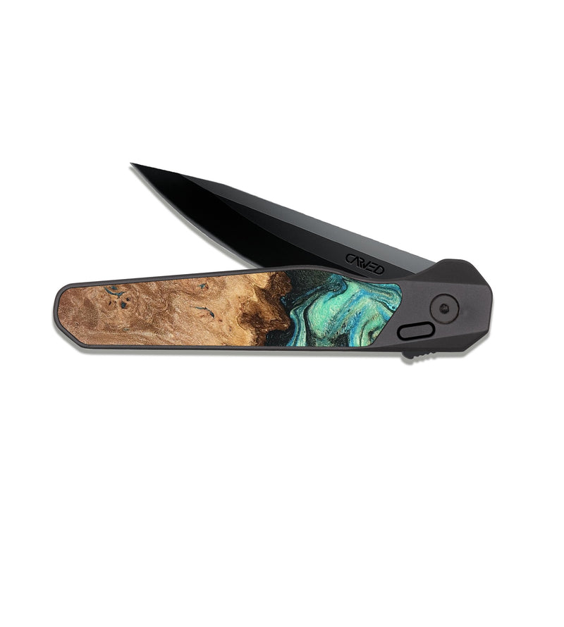 EDC Dark Slate Wood Pocket Knife - Kaeli (Green, 819351)