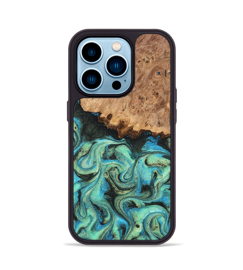iPhone 14 Pro Wood Phone Case - Kaeli (Green, 819351)