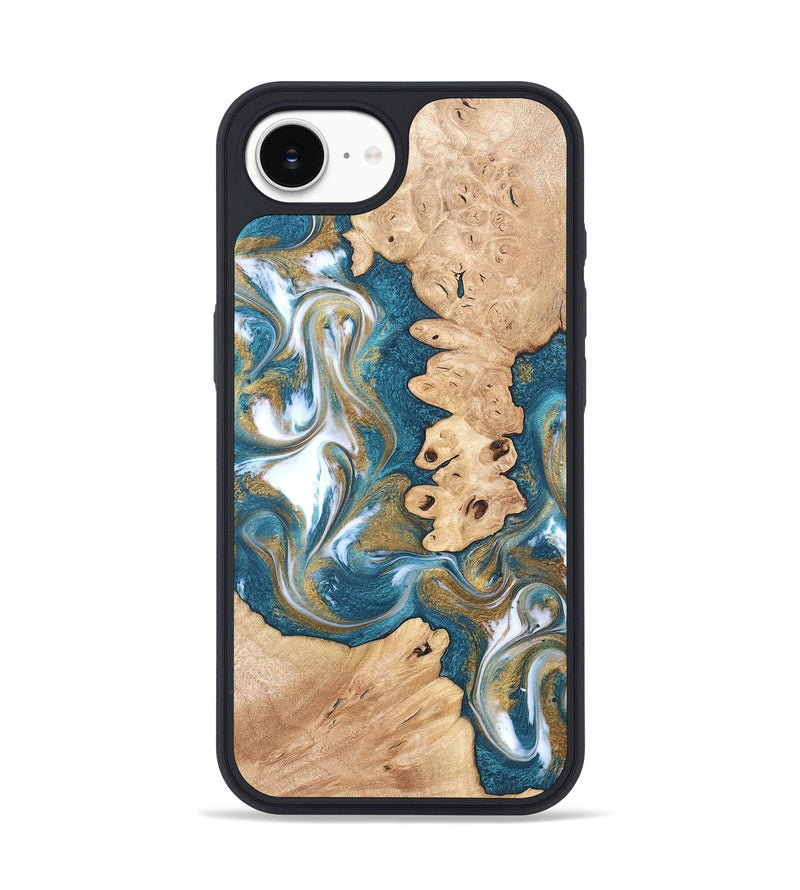 iPhone 17e Wood Phone Case - Kirsten (Teal & Gold, 819354)