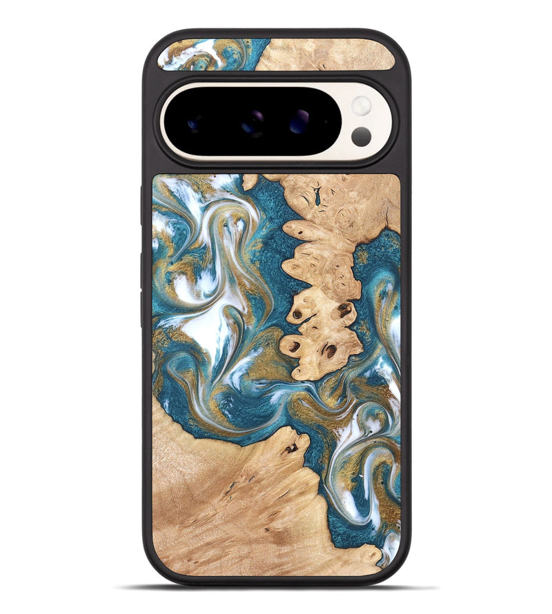Pixel 9 Pro XL Wood Phone Case - Kirsten (Teal & Gold, 819354)