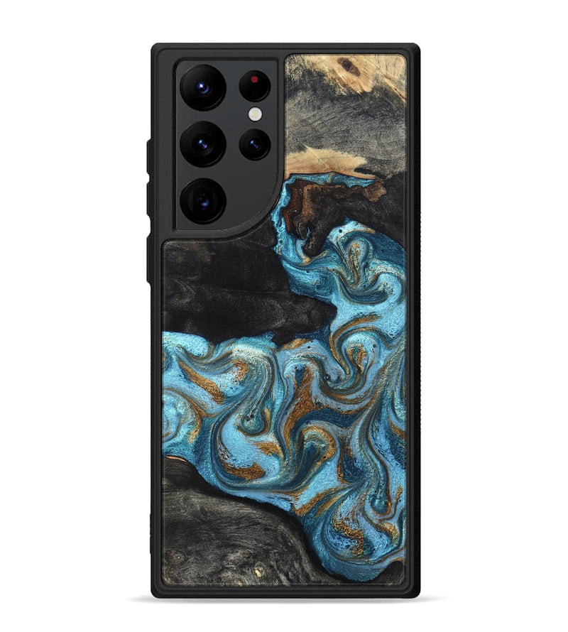 Galaxy S22 Ultra Wood Phone Case - Alden (Teal & Gold, 819355)