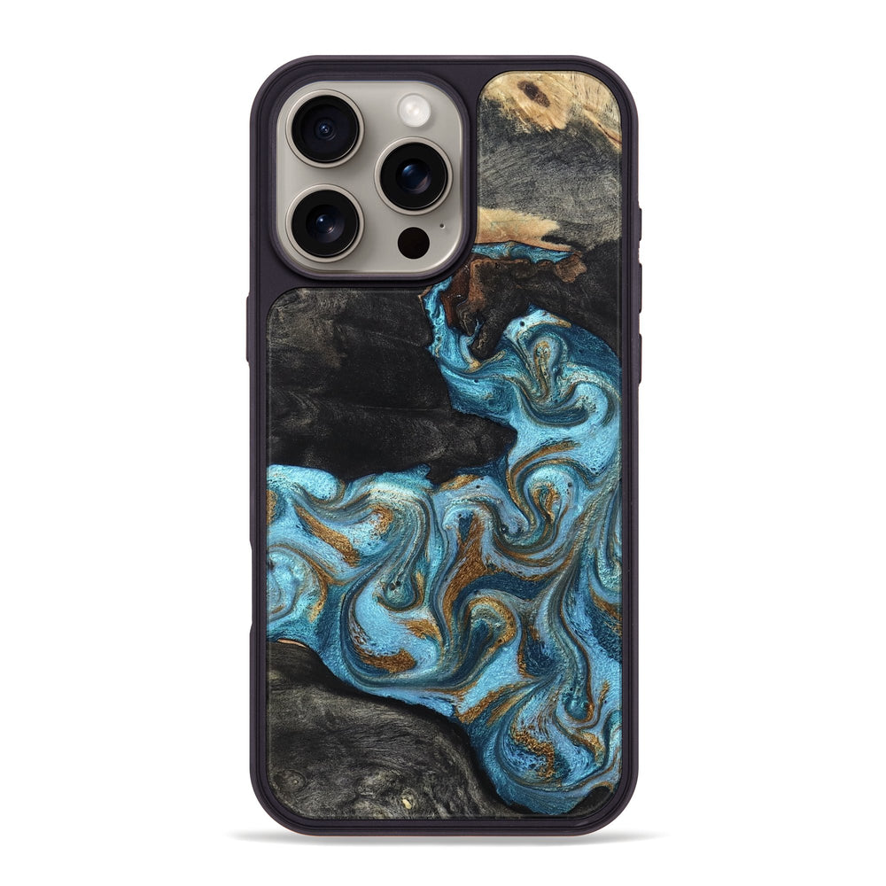 iPhone 16 Pro Max Wood Phone Case - Alden (Teal & Gold, 819355) iPhone 16 Pro Max Wood Phone Case - Alden (Teal & Gold, 819355)