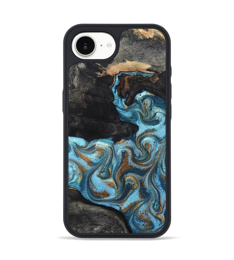 iPhone 16e Wood Phone Case - Alden (Teal & Gold, 819355)