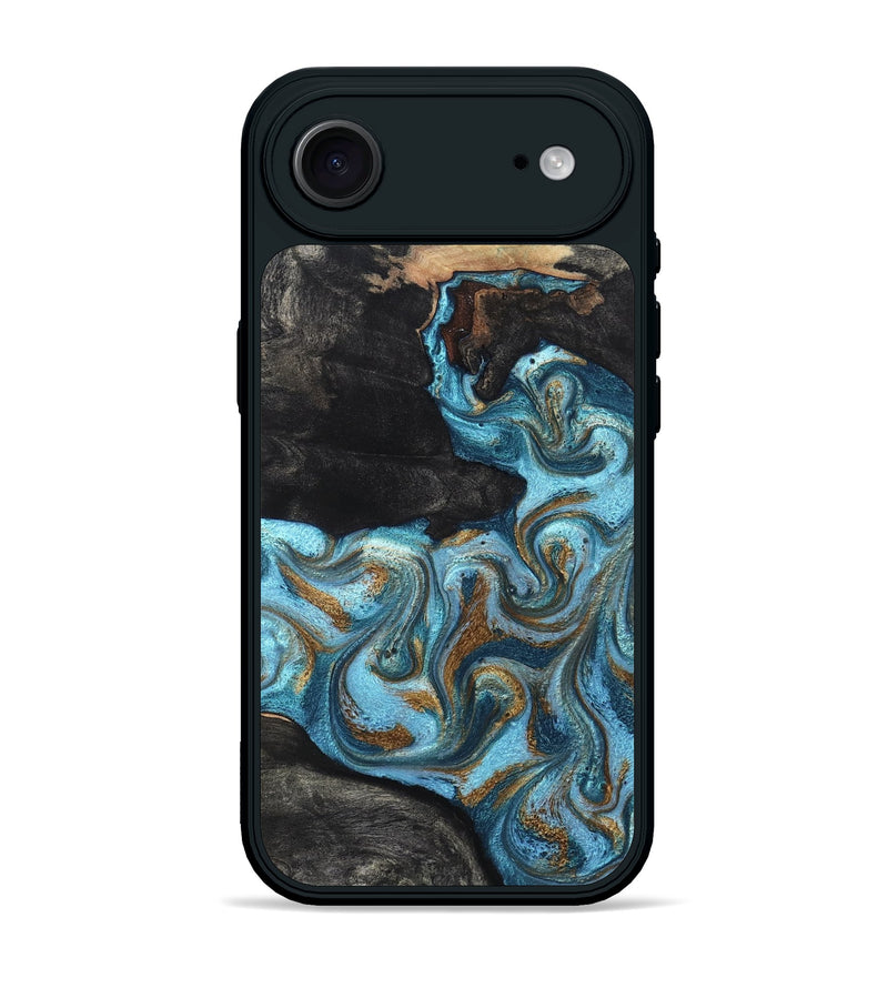 iPhone 17 Air Wood Phone Case - Alden (Teal & Gold, 819355)