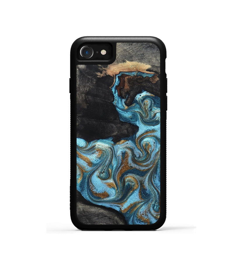 iPhone SE Wood Phone Case - Alden (Teal & Gold, 819355)