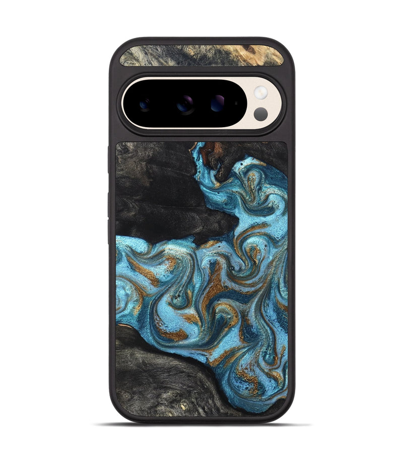 Pixel 10 Wood Phone Case - Alden (Teal & Gold, 819355)