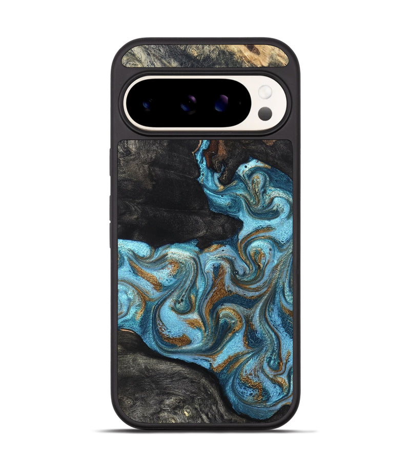 Pixel 9 Wood Phone Case - Alden (Teal & Gold, 819355)