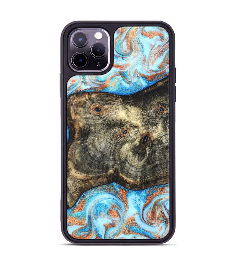 iPhone 11 Pro Max Wood Phone Case - Meagan (Teal & Gold, 819356)