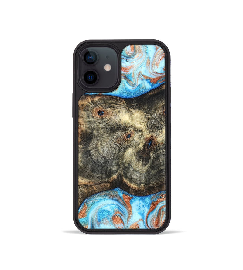 iPhone 12 mini Wood Phone Case - Meagan (Teal & Gold, 819356)