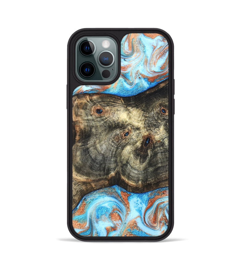 iPhone 12 Pro Wood Phone Case - Meagan (Teal & Gold, 819356)