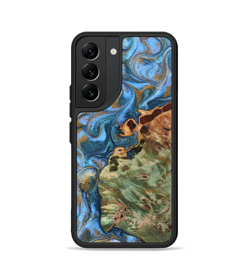 Galaxy S22 Wood Phone Case - Abner (Teal & Gold, 819357)