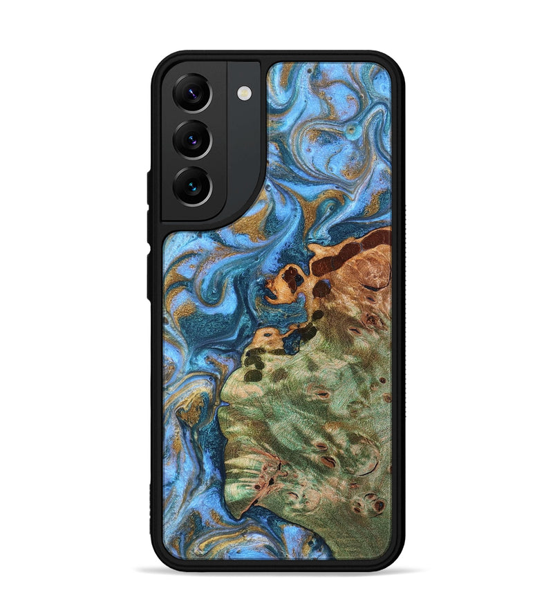 Galaxy S22 Plus Wood Phone Case - Abner (Teal & Gold, 819357)
