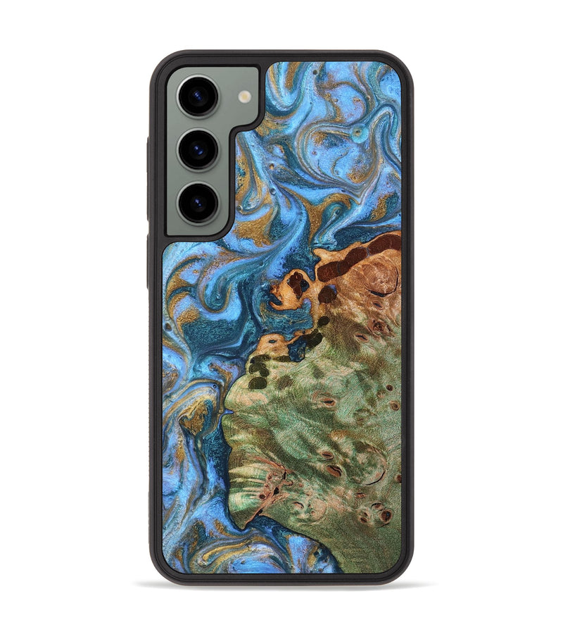 Galaxy S23 Plus Wood Phone Case - Abner (Teal & Gold, 819357)