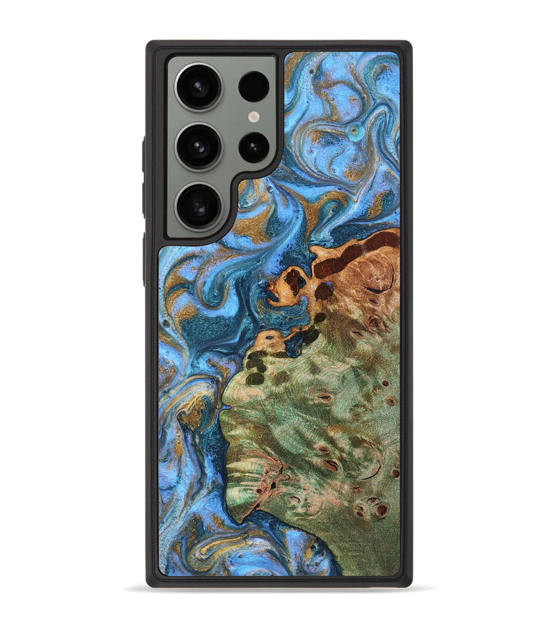 Galaxy S23 Ultra Wood Phone Case - Abner (Teal & Gold, 819357)