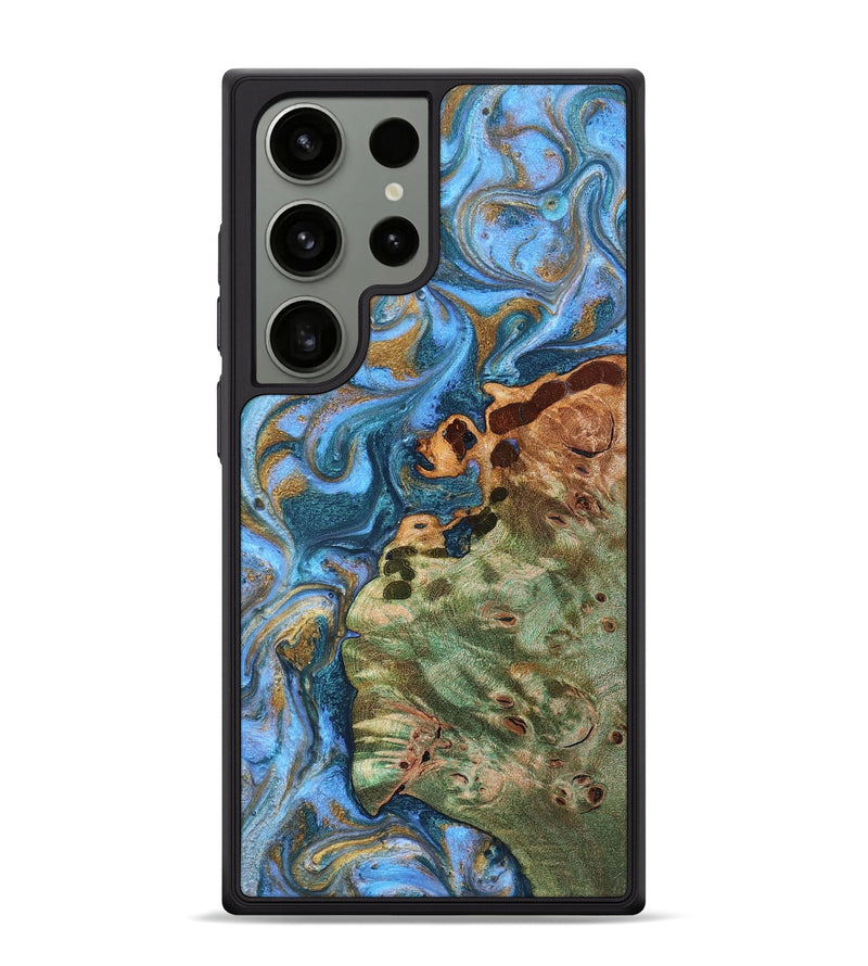 Galaxy S24 Ultra Wood Phone Case - Abner (Teal & Gold, 819357)
