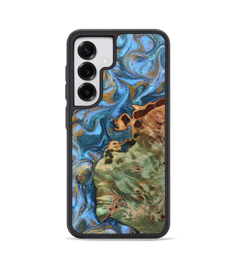 Galaxy S25 Wood Phone Case - Abner (Teal & Gold, 819357)