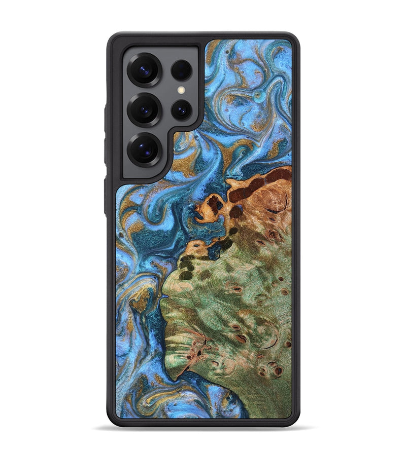 Galaxy S25 Ultra Wood Phone Case - Abner (Teal & Gold, 819357)