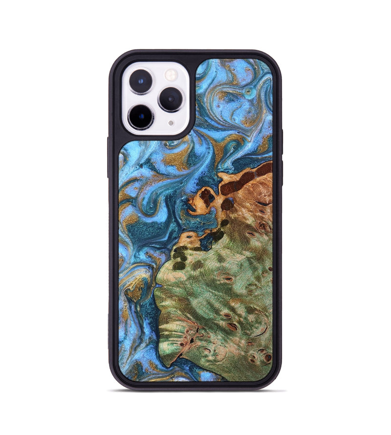 iPhone 11 Pro Wood Phone Case - Abner (Teal & Gold, 819357)