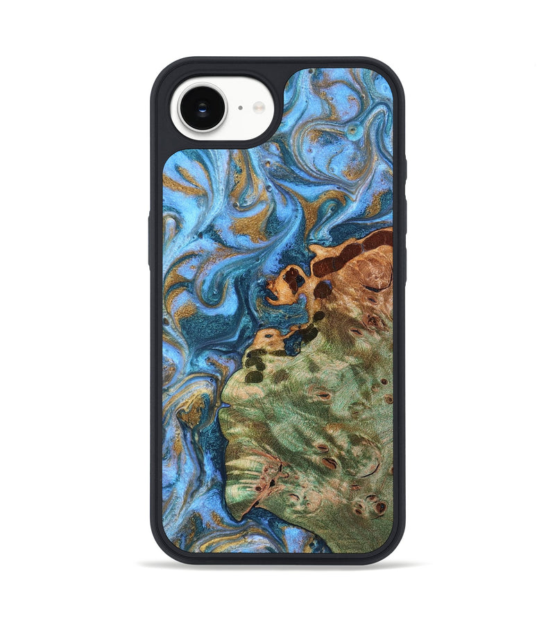 iPhone 17e Wood Phone Case - Abner (Teal & Gold, 819357)