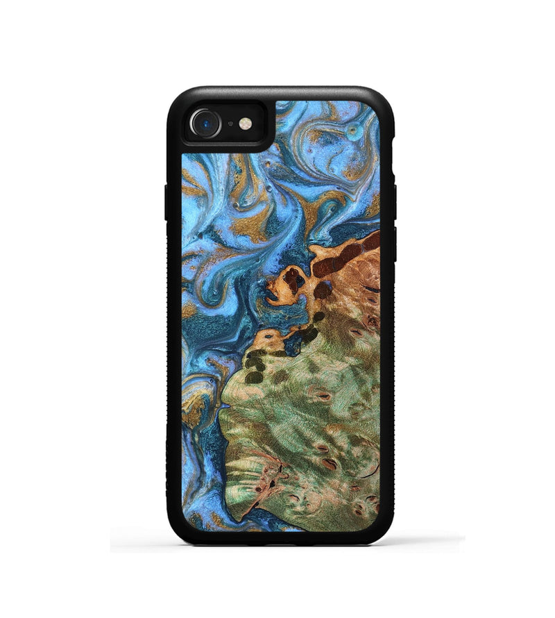 iPhone SE Wood Phone Case - Abner (Teal & Gold, 819357)