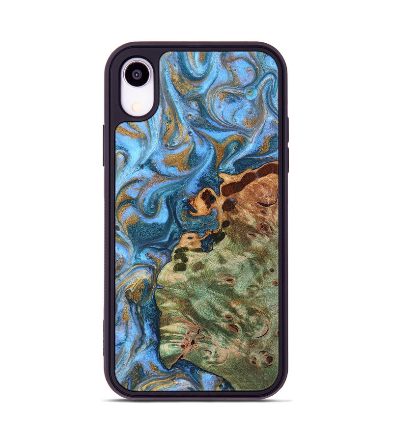 iPhone Xr Wood Phone Case - Abner (Teal & Gold, 819357)