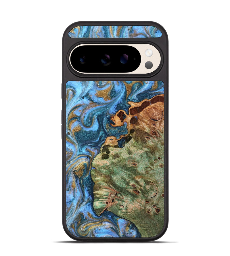 Pixel 10 Wood Phone Case - Abner (Teal & Gold, 819357)