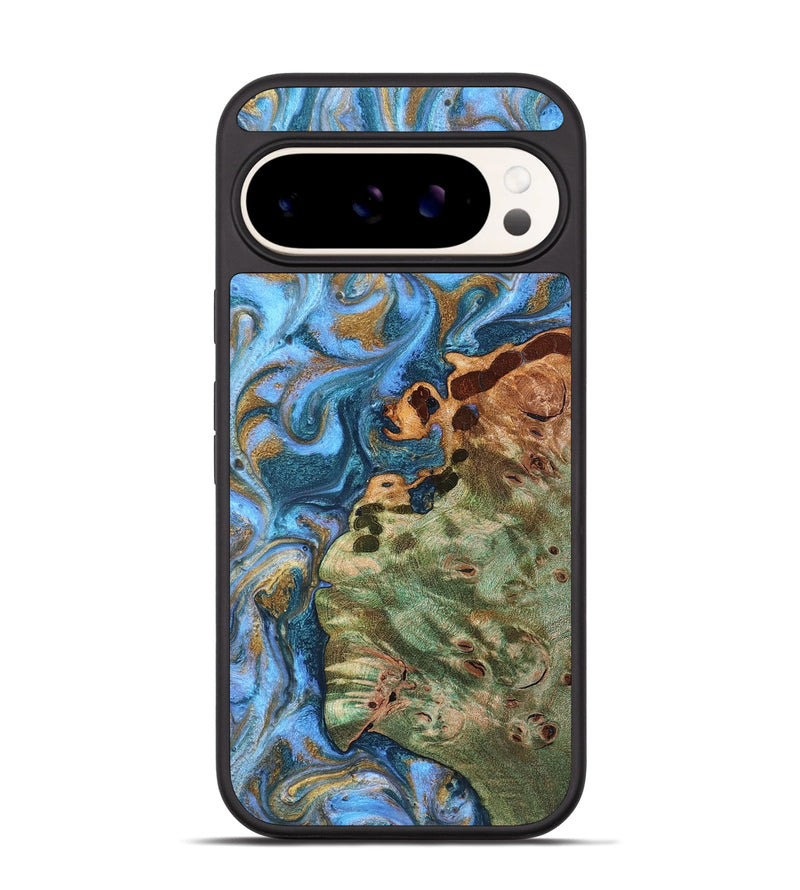 Pixel 9 Wood Phone Case - Abner (Teal & Gold, 819357)